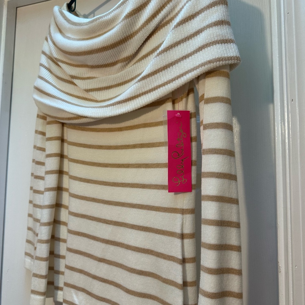 Lilly Pulitzer Christin Cowl Neck Sweater in Coconut Coastal Shell Stripe